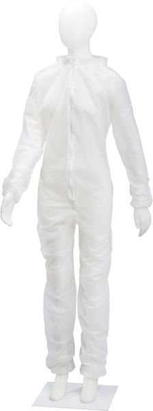 AMPRI-Hygiene, Einweg-PP-Overall, Einmal-Schutzanzug, mit StehEinmal-Schutzanzug, MED COMFORT, weiß, VE = 50 Stück