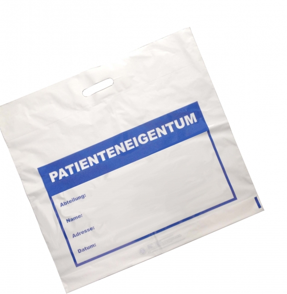AMPRI-Hygiene, Tragetaschen, Patienteneigentum, LDPE, 570 x 500 x 45 cm, VE = 250 Stück, weiß