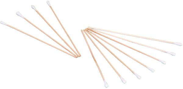 AMPRI-Hygiene, Wattestäbchen, MED COMFORT, ca. 150 mm, kleiner Kopf, einseitig, Holzstab, VE = Pkg. á 100 Stück