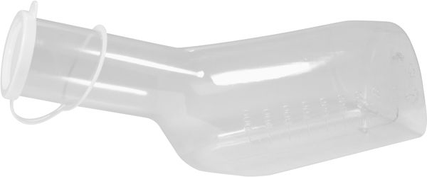 AMPRI-Hygiene, Urinflaschen, für Männer, mit weißem Deckel, eckig, unsteril, VE = Beutel á 1 Stück