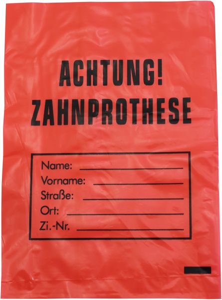 AMPRI-Hygiene, Zahnprothesenbeutel, LDPE, 160 x 230, 35 my, VE = 2000 Stück im Karton, rot