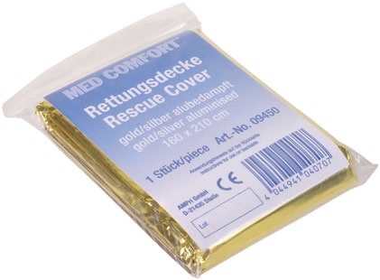 AMPRI-Hygiene, Rettungsdecke, MED COMFORT, 210 x 160 cm, eine Seite gold, eine Seite silber, VE = 1 Stück