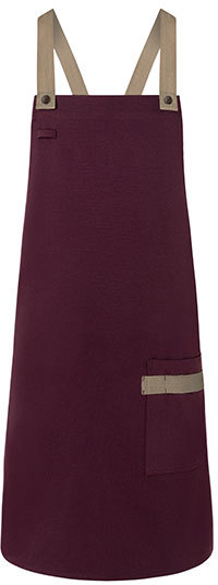 Karlowsky Latzschürze Urban-Look mit Kreuzbändern und Tasche 70 x 85 cm Aubergine