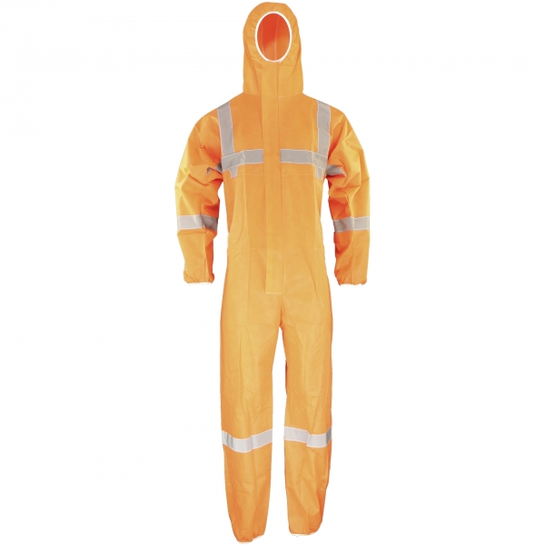 ASATEX-Hygiene, CoverBase Einwegoverall HighVis Schutzoverall Einmal-Schutzanzug, C-5HV, orange, VE = 50 Stk.