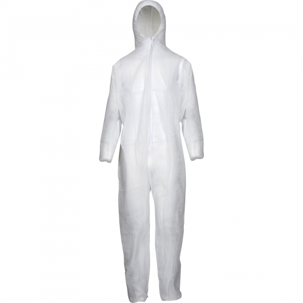 ASATEX-Hygiene, Polypropylen Einwegoverall Schutzoverall Einmal-Schutzanzug, beschichtet PP-1PE, weiss, VE = 50 Stk.