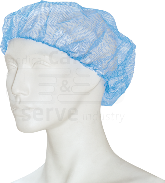 WIROS-care&serve-Hygiene, Einweg-Nylon-Netzhauben, Einmalhauben, Barett, Honigwabennetz, blau, Pkg. á 100 Stück, VE = 2000 Stück