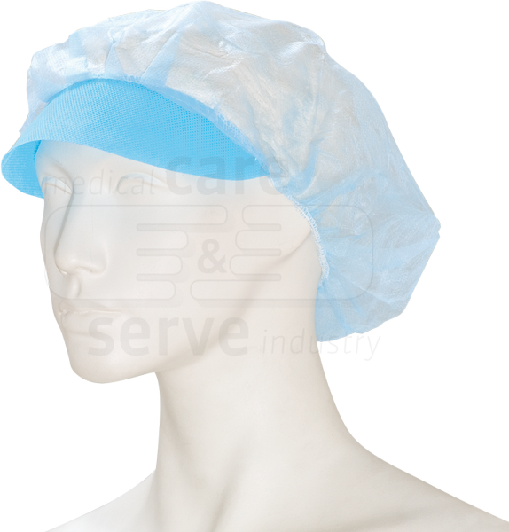 WIROS-care&serve-Hygiene, Einweg-Vlies-Hauben, Einmalhauben, Barett, Schirm, blau, Pkg. á 100 Stück, VE = 2000 Stück