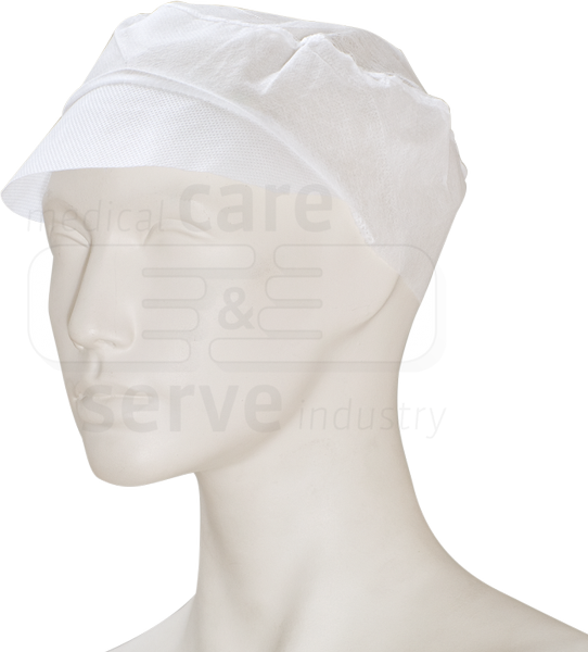 WIROS-care&serve-Hygiene, Einweg-Vlies-Schirmmütze, Einmalmütze, Gummizug im Nacken, weiß, Pkg á 100 Stück, VE = 1000 Stück