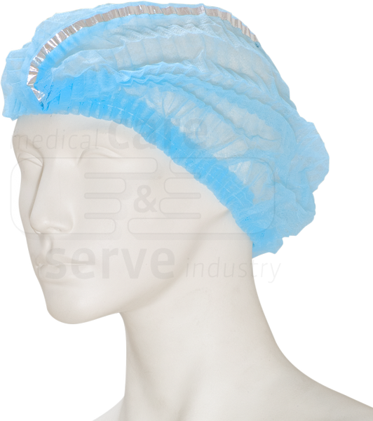 WIROS-care&serve-Hygiene, Einweg-Vlies-Hauben, Einmalhauben, Clip, Aluminium Detektorstreifen, blau, Pkg. á 100 Stück, VE = 1000 Stück
