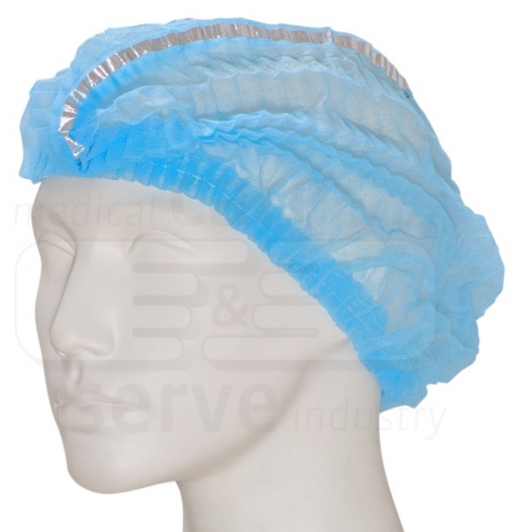 WIROS-care&serve-Hygiene, Einweg-Vlies-Hauben, Einmalhauben, Clip, Aluminium Detektorstreifen, blau, Pkg. á 100 Stück, VE = 1000 Stück
