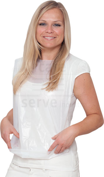 WIROS-care&serve-Hygiene, Einweg-PE-Lätzchen, Einmallätzchen, 9 cm Auffangleiste, weiß, Pkg á 100, VE = 1000 Stück