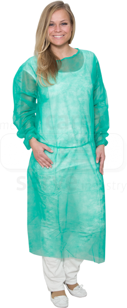 WIROS-care&serve-Hygiene, Einweg-Vlies-Kittel, Einmalmantel, extra leicht, 23 g/m², 140 x 130 cm, grün, Pkg á 10, VE = 100 Stück