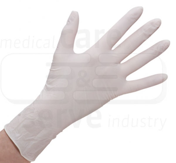 WIROS-care&serve-Hygiene, Einweg-Latex Einmal-Handschuhe, gepudert, glatt, naturweiß, natuweiß, Pkg á 100 Stück, VE = 10 Pkg.
