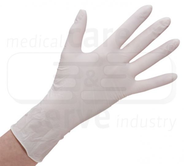 WIROS-care&serve-Hygiene, Einweg-Latex-Einmal-Handschuhe, gepudert, glatt, naturweiß, Pkg á 100 Stück, VE = 10 Pkg.