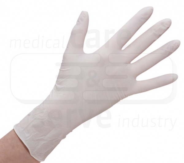 WIROS-care&serve-Hygiene, Einweg-Latex-Einmal-Handschuhe, gepudert, glatt, naturweiß, Pkg á 100 Stück, VE = 10 Pkg.