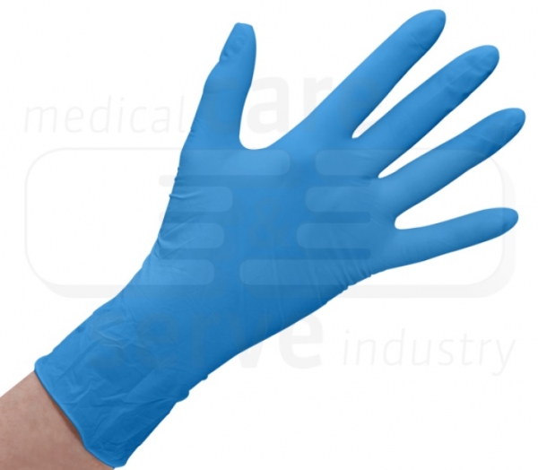 WIROS-care&serve-Hygiene, Einweg-Latex-Einmal-Handschuhe, gepudert, glatt, blau, Pkg á 100 Stück, VE = 10 Pkg.
