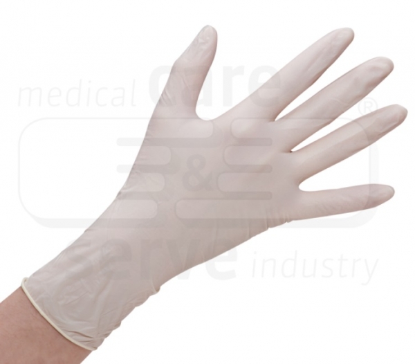 WIROS-care&serve-Hygiene, Einweg-Latex-Einmal-Handschuhe, Grip Plus, puderfrei, naturweiß, Pkg á 100 Stück, VE = 10 Pkg.