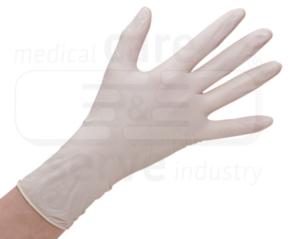WIROS-care&serve-Hygiene, Einweg-Latex-Einmal-Handschuhe, Grip Plus, puderfrei, naturweiß, Pkg á 100 Stück, VE = 10 Pkg.