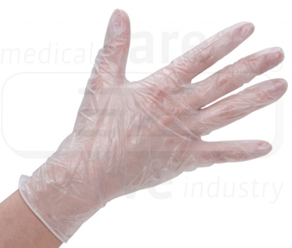 WIROS-care&serve-Hygiene, Einweg-Vinyl-Einmal-Handschuhe, gepudert, weiß, Pkg á 100 Stück, VE = 10 Pkg.