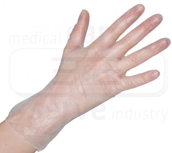 WIROS-care&serve-Hygiene, Einweg-Vinyl-Einmal-Handschuhe, gepudert, Premium plus, weiß, Pkg á 100 Stück, VE = 10 Pkg.