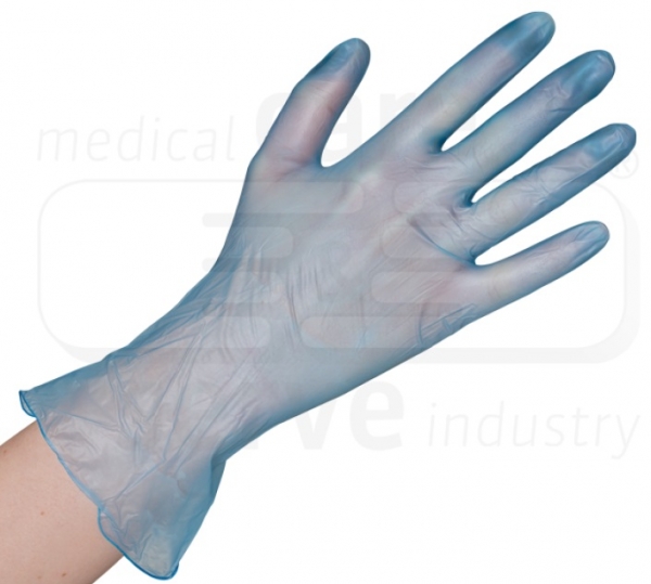 WIROS-care&serve-Hygiene, Einweg-Vinyl-Einmal-Handschuhe, puderfrei, blau, Pkg á 100 Stück, VE = 10 Pkg.