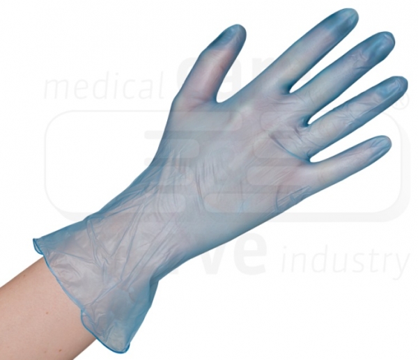 WIROS-care&serve-Hygiene, Einweg-Vinyl-Einmal-Handschuhe, puderfrei, blau, Pkg á 100 Stück, VE = 10 Pkg.