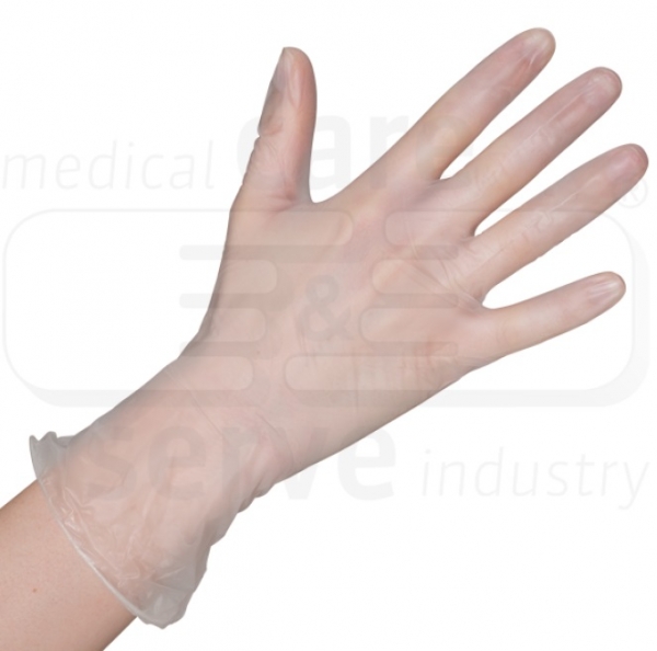 WIROS-care&serve-Hygiene, Einweg-Vinyl-Einmal-Handschuhe, puderfrei, weiß, Pkg á 100 Stück, VE = 10 Pkg.