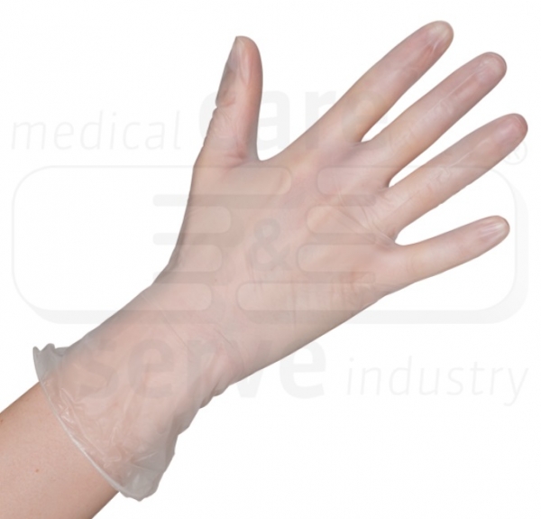 WIROS-care&serve-Hygiene, Einweg-Vinyl-Einmal-Handschuhe, puderfrei, weiß, Pkg á 100 Stück, VE = 10 Pkg.