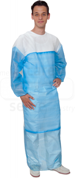 WIROS-care&serve-Hygiene, Einweg-Vlies-Kittel, Einmal-Mantel, Schutzkittel, 144 x 149 cm, weiß, Pkg á 10, VE = 100 Stück