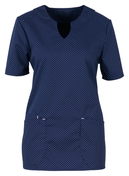 BEB-Jobwear, Damen-Schlupfkasack, 195 g/m, marine/wei gepunktet