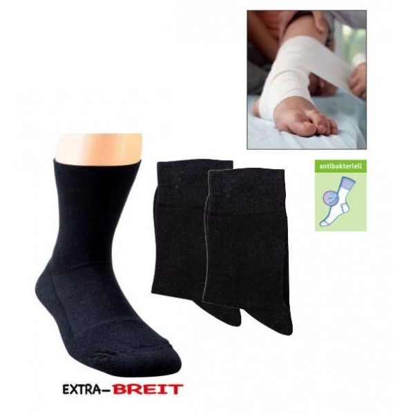 WOWERAT-Jobwear, Gesundheits-Socken, mit Polstersohle, extra Breit, Pkg.  2 Paar, schwarz