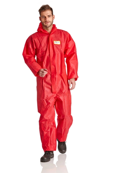 Pro-Safe-Hygiene, SMS-Einweg-Overall, Schutzanzug, Einmal-Schutzoverall, 3lg, CE CAT III, Typ 5+6, rot, VE = 1 St�ck