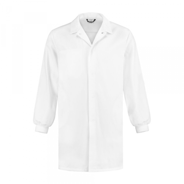 Hygiene Kittel Polyester/Baumwolle mit Strickbündchen, 260g/m², white