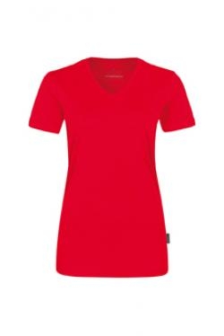 HAKRO-Jobwear, Damen-T-Shirt, Arbeitsshirt, V-Ausschnitt Coolmax, rot