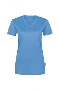 HAKRO-Jobwear, Damen-T-Shirt, Arbeitsshirt, V-Ausschnitt Coolmax, malibu-blue