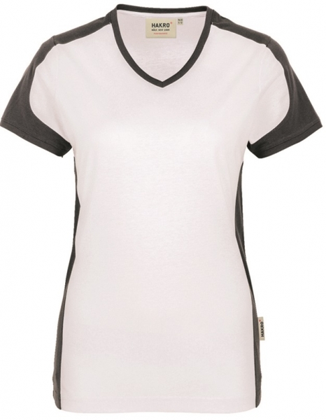 HAKRO-Jobwear, Damen-V-Shirt-Contrast, Arbeitsshirt, Performance, weiß