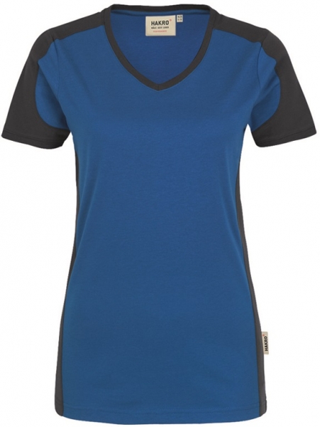 HAKRO-Jobwear, Damen-V-Shirt-Contrast, Arbeitsshirt, Performance, royal