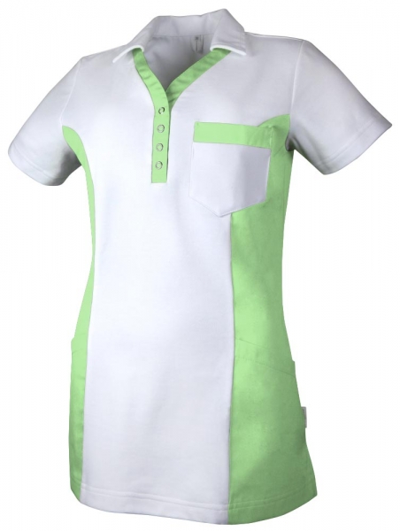 Teamdress-Jobwear-Service, Damen-Polo-Kasack, Arbeits-Berufs-Kasack, mit Brusttasche, wei/grn