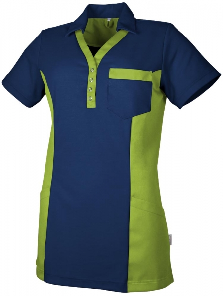 Teamdress-Jobwear-Service, Damen-Polo-Kasack, Arbeits-Berufs-Kasack, mit Brusttasche, marine/kiwi
