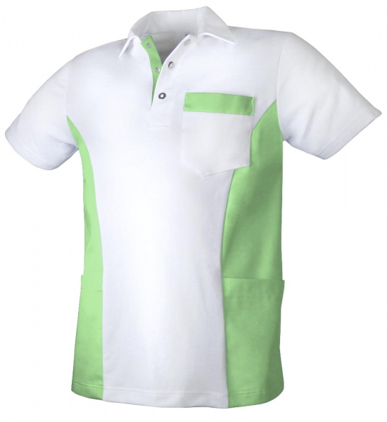 Teamdress-Jobwear-Service, Herren-Polo-Kasack, Arbeits-Berufs-Kasack, mit Brusttasche, wei/grn