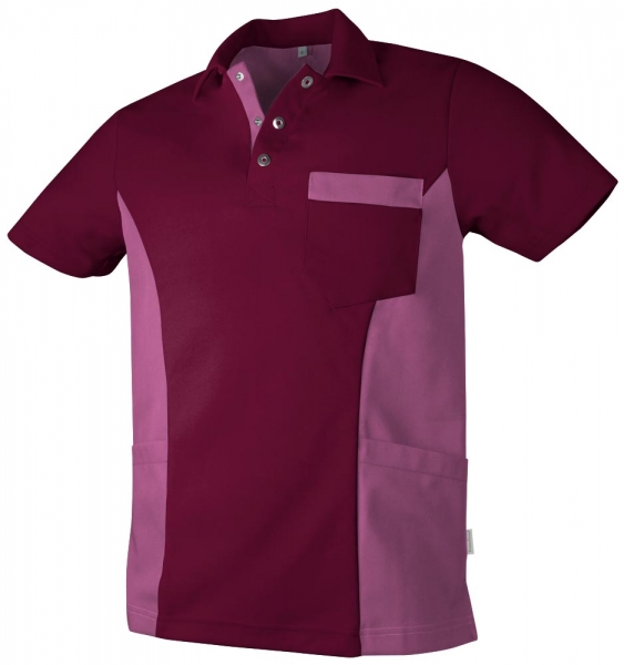 Teamdress-Jobwear-Service, Herren-Polo-Kasack, Arbeits-Berufs-Kasack, mit Brusttasche, cassis/darkmagenta