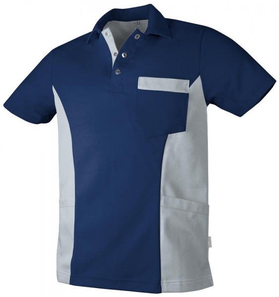 Teamdress-Jobwear-Service, Herren-Polo-Kasack, Arbeits-Berufs-Kasack, mit Brusttasche, marine/grau