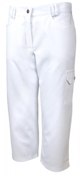 Teamdress-Jobwear-Service, Damen-Arbeits-Berufs-Hose, Bundhose, 3/4 Hose, Stretch, wei