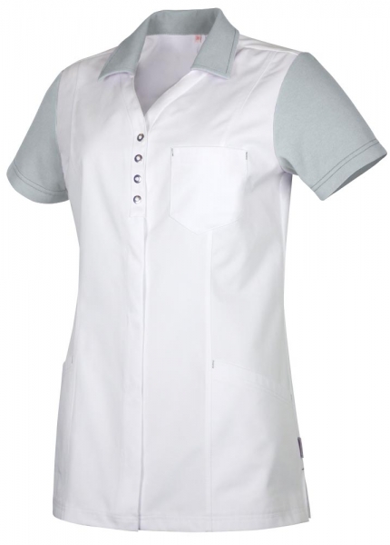 Teamdress-Jobwear-Service, Damenkasack mit Piqu, Arbeits-Berufs-Kasack, wei/lichtgrau