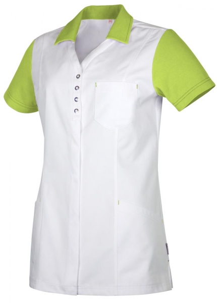 Teamdress-Jobwear-Service, Damenkasack mit Piqu, Arbeits-Berufs-Kasack, wei/anisgrn