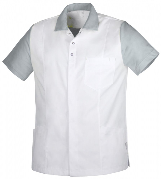 Teamdress-Jobwear-Service, Herrenkasack mit Piqu, wei/lichtgrau