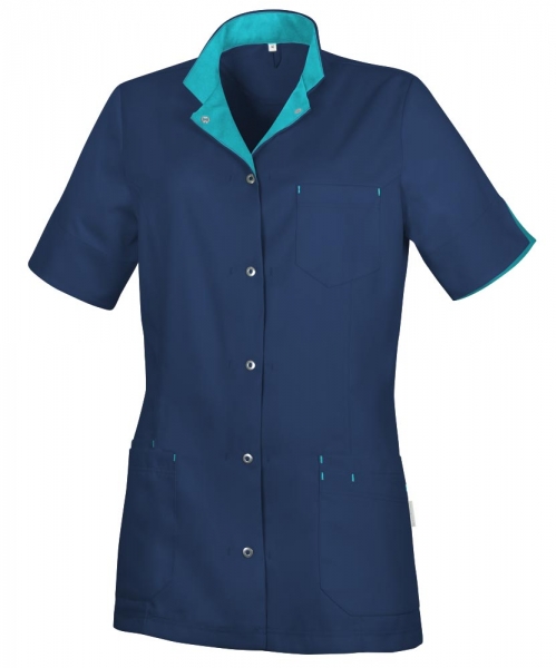 Teamdress-Jobwear-Service, Damenkasack, Tencel, Arbeits-Berufs-Kasack, marine/trkis