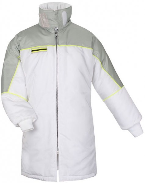 HB-Kälteschutz, Tempex-Besuchermantel, 515 g/m², weiß/silbergrau/warngelb