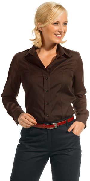 LEIBER-Jobwear, Damenbluse, Arbeits-Bluse, 1/1Arm, chocolate