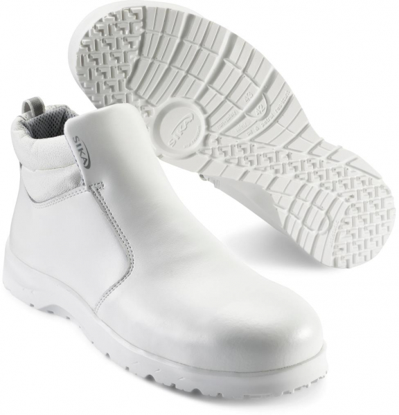 SIKA-Withe-Line, S2-Arbeits-Berufs-Sicherheits-Schuhe, Hochschuhe, FUSION, mit Reiverschluss, weiss